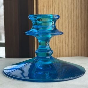 Vintage Fostoria Electric Pioneer Blue Glass Candlestick